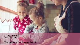  Presentation with cooking kids - Slides featuring twin house - mother with her 5 years background and a coral colored foreground