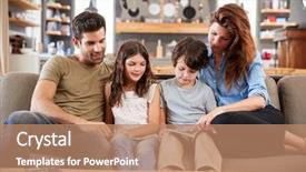  Presentation with family reading - Cool new theme with 5 years plan - family sitting on sofa backdrop and a coral colored foreground