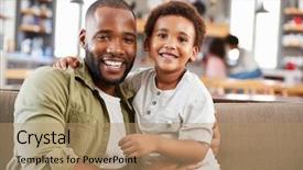  Presentation with lounge - Cool new slide deck with 5 years plan - portrait of father and son backdrop and a  colored foreground