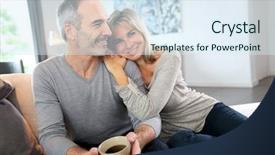  Presentation with romantic birthday couple celebrate - Presentation theme consisting of 50 - romantic senior couple relaxing background and a sky blue colored foreground