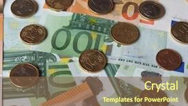  Presentation with european currency - Audience pleasing PPT theme consisting of 50 and 100 euro banknotes backdrop and a tawny brown colored foreground