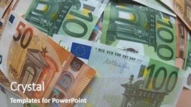  Presentation with european currency - Audience pleasing slides consisting of 50 and 100 euro banknotes backdrop and a violet colored foreground