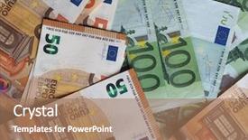  Presentation with european currency - Audience pleasing slides consisting of 50 and 100 euro banknotes backdrop and a coral colored foreground