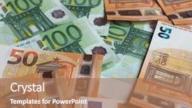  Presentation with european currency - Amazing PPT theme having 50 and 100 euro banknotes backdrop and a coral colored foreground