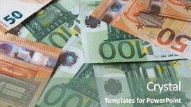  Presentation with european currency - Beautiful presentation theme featuring 50 and 100 euro banknotes backdrop and a gray colored foreground