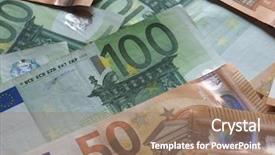  Presentation with european currency - Slide deck featuring 50 and 100 euro banknotes background and a coral colored foreground