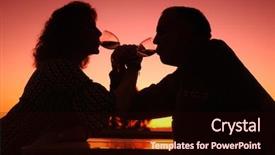  Presentation with romantic - Beautiful presentation featuring 50 anniversary - romantic middle aged couple drinking backdrop and a wine colored foreground