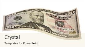  Presentation with scroll paper isolated on white - Cool new PPT theme with 50 dollar banknote isolated backdrop and a lemonade colored foreground