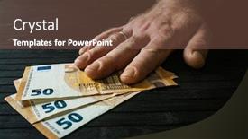  Presentation with bribe - PPT theme consisting of 50-euro-banknotes background and a tawny brown colored foreground