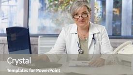  Presentation with female hormone - Colorful PPT theme enhanced with 50 s - happy female doctor working backdrop and a gray colored foreground