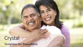  Presentation with senior couple - Presentation theme enhanced with 50 s - portrait of senior couple background and a coral colored foreground