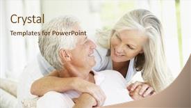  Presentation with senior couple - PPT layouts having 50 s - senior couple relaxing together background and a cream colored foreground