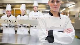  Presentation with team build co 50 - PPT layouts featuring 50 s restaurant - chef standing with crossed arms background and a mint green colored foreground