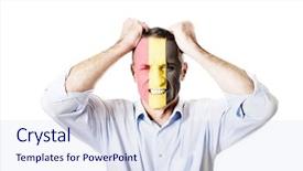  Presentation with italian flag painted - PPT layouts having 50 states - angry mature man with belgium background and a sky blue colored foreground