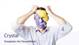  Presentation with bosnia - Audience pleasing slide deck consisting of 50 states - angry mature man with bosnia backdrop and a sky blue colored foreground
