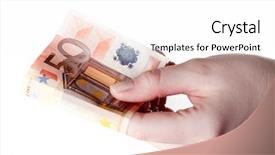  Presentation with euro - Presentation design featuring 50 states - hand holding 50 euro bill background and a white colored foreground