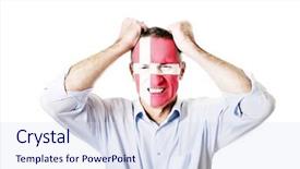  Presentation with denmark - Cool new slide deck with 50 states - mature man with denmark flag backdrop and a sky blue colored foreground