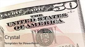  Presentation with bills - Presentation theme enhanced with 50 states - stack of fifty 50 dollar background and a lemonade colored foreground