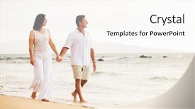  Presentation with sunset at venice beach palm - Slides featuring smooth waves flow among rocks along pacific coast background and a gray colored foreground.