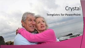  Presentation with people helping each teamwork couple - Cool new presentation with 50 anniversary - happy senior couple embracing each backdrop and a light gray colored foreground