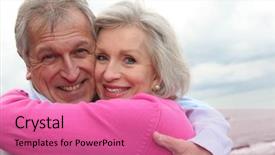  Presentation with people helping each teamwork couple - Amazing slides having 50 anniversary - happy senior couple embracing each backdrop and a coral colored foreground