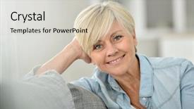  Presentation with closeup of sugarcane plants - Cool new presentation theme with 50 years - closeup of attractive senior woman backdrop and a soft green colored foreground