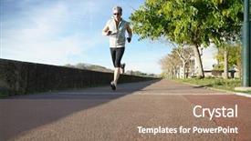  Presentation with office ergonomics man worker exercising - Amazing PPT theme having 50 years - mature man exercising outside backdrop and a coral colored foreground