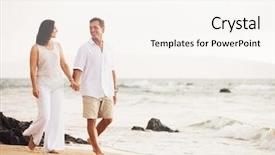  Presentation with walk - Amazing slides having 50 years - mature retired couple enjoying sunset backdrop and a cream colored foreground
