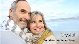  Presentation with senior couple - Amazing presentation theme having 50 years - portrait of loving senior couple backdrop and a  colored foreground