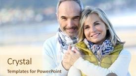  Presentation with honolulu senior on a beach - Cool new PPT theme with 50 years - senior couple sitting backdrop and a lemonade colored foreground