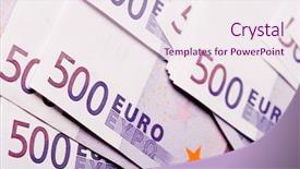  Presentation with euro - Presentation with 500 euro banknotes background background and a sky blue colored foreground