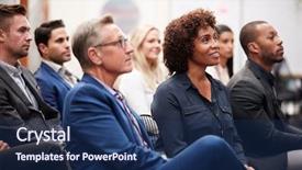 Presentation with versailles conference - Amazing presentation design having 50s culture - group of businessmen and businesswomen backdrop and a navy blue colored foreground