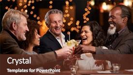  Presentation with aged - Amazing PPT layouts having 50s culture - group of middle aged friends backdrop and a tawny brown colored foreground