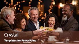  Presentation with aged - Slide deck consisting of 50s culture - group of middle aged friends background and a tawny brown colored foreground