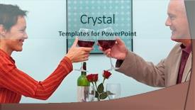  Presentation with restaurant toasting - PPT layouts featuring 50s diner - photo of a mature couple background and a light blue colored foreground