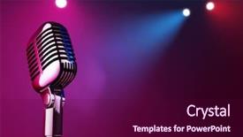  Presentation with mic - Cool new PPT theme with 50s mic over stage light backdrop and a wine colored foreground