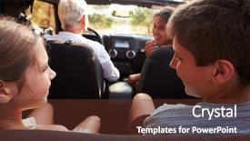  Presentation with grandparents - Slide set featuring 50s music - grandparents taking grandchildren on trip background and a tawny brown colored foreground