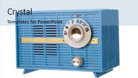  Presentation with retro 50s - Presentation theme consisting of 50s music - retro radio isolated on white background and a light blue colored foreground