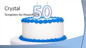  Presentation with 50th - PPT layouts consisting of 50th anniversary - birthday cake background and a white colored foreground
