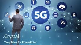  Presentation with internet - Presentation theme consisting of 5g - 5g internet concept with businessman background and a ocean colored foreground