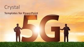  Presentation with network - PPT theme with 5g-communication-network-concept background and a lemonade colored foreground