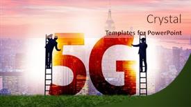  Presentation with network - Theme consisting of 5g-communication-network-concept background and a lemonade colored foreground