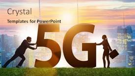  Presentation with network - Beautiful presentation theme featuring 5g-communication-network-concept backdrop and a lemonade colored foreground