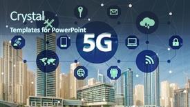  Presentation with healthcare technology internet of things cloud - Slide set enhanced with 5g internet concept in technology background and a ocean colored foreground