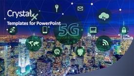  Presentation with healthcare technology internet of things - Presentation theme consisting of 5g internet concept in technology background and a navy blue colored foreground