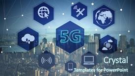  Presentation with mobile technology - Cool new PPT theme with 5g internet concept in technology backdrop and a ocean colored foreground
