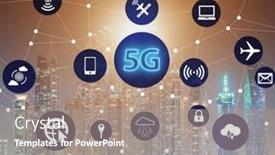  Presentation with healthcare technology internet of things - PPT theme having 5g-internet-concept-in-technology background and a coral colored foreground