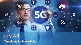  Presentation with internet of things iot concept - Slides featuring 5g internet concept with businessman background and a teal colored foreground