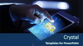  Presentation with mobile network - Presentation with 5g mobile technology - business man use tablet pc background and a ocean colored foreground