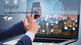  Presentation with mobile technology - Slide deck consisting of 5g mobile technology concept - high internet speed background and a light blue colored foreground